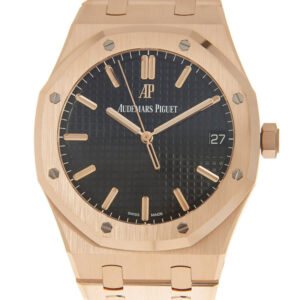 Royal Oak Black Dial Automatic Men's 18kt Rose Gold Watch
