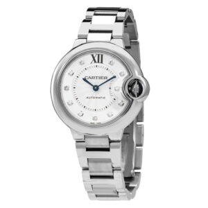 Ballon Bleu 33 mm Automatic Diamond Silver Dial Ladies Watch