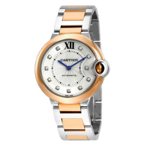 Ballon Bleu Automatic Silver Diamond Dial Steel and 18K Pink Gold Ladies Watch