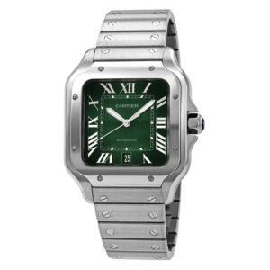 Santos De Large Model Automatic Green Dial Men's Watch