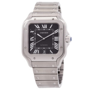 Santos Large Model Automatic Black Dial Men's Watch