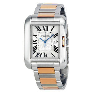 Tank Anglaise Large Automatic Rose Gold and Steel Ladies Watch