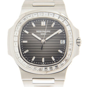 Nautilus Automatic Platinum Diamond Grey Dial Watch