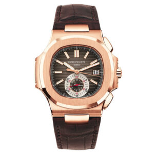 Nautilus Black-Brown Dial Automatic 18 Carat Rose Gold Case Men's Watch