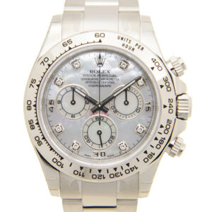 Cosmograph Daytona Mother of Pearl Diamond Dial Men's 18kt White Gold Oyster Watch