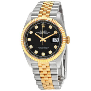 Datejust 36 Black Diamond Dial Men's Stainless Steel and 18kt Yellow Gold Jubilee Watch
