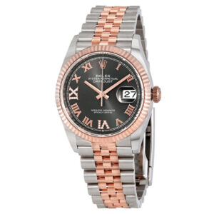 Datejust 36 Dark Rhodium Diamond Dial Steel and 18kt Everose Gold Jubilee Watch