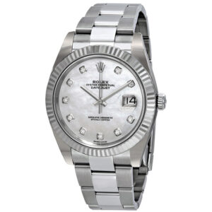 Datejust 41 Automatic White Mother of Pearl Diamond Dial Men's Watch