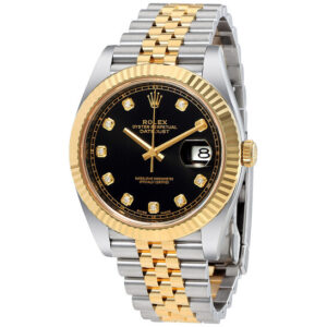 Datejust 41 Black Diamond Dial Stee and 18K Yellow Gold Jubilee Men's Watch 12633BKDJ