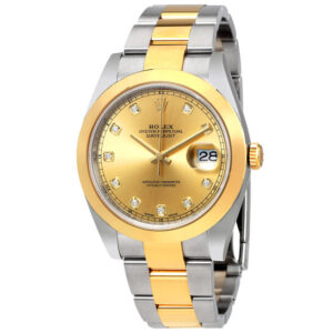Datejust 41 Champagne Diamond Dial Steel and 18K Yellow Gold Oyster Men's Watch
