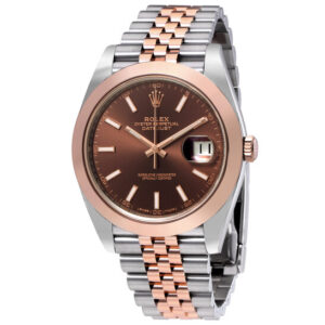 Datejust 41 Chocolate Brown Dial Steel and 18K Rose Gold Men's Watch 126301CHSJ