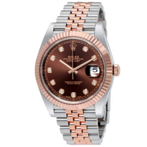 Datejust 41 Chocolate Diamond Dial Steel and 18K Everose Gold Jubilee Men's Watch 126331CHDJ