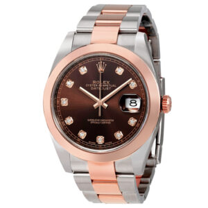 Datejust 41 Chocolate Diamond Dial Steel and 18K Rose Gold Men's Watch