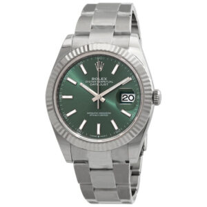 Datejust 41 Mint Green Dial Automatic Men's Steel and White Gold Oyster Watch