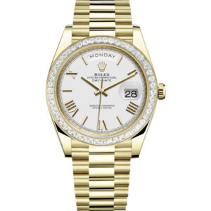 Day Date 40 Automatic White Dial Men's 18kt Yellow Gold President Watch