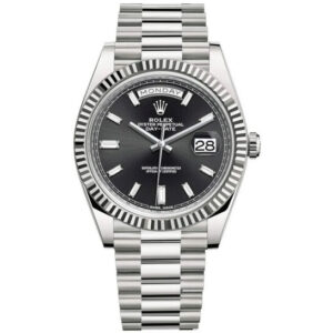 Day-Date 40 Automatic Black Diamond Dial Men's 18K White Gold President Watch