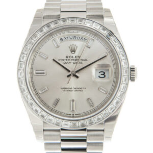 Day-Date 40 Automatic Chronometer Diamond Silver Dial Men's Watch