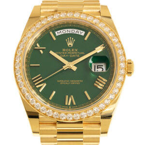 Day-Date 40 Automatic Green Dial Men's 18kt Yellow Gold President Watch