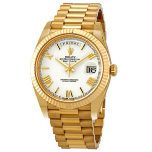 Day-Date 40 Automatic White Dial Men's 18kt Yellow Gold President Watch