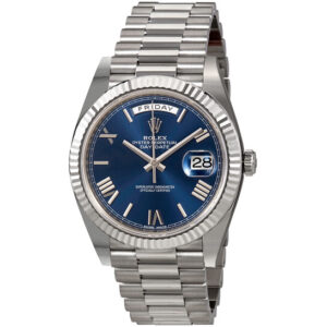 Day-Date 40 Blue Dial 18K White Gold President Automatic Men's Watch