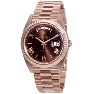 Day-Date 40 Chocolate Dial 18K Everose Gold President Automatic Men's Watch