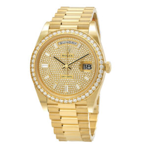 Day-Date 40 Diamond Paved Dial Men's 18kt Yellow Gold President Watch