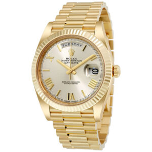 Day-Date 40 Silver Dial 18K Yellow Gold President Men's Watch