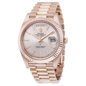 Day-Date Sundust Stripe Dial 18K Everose Gold Automatic Men's Watch