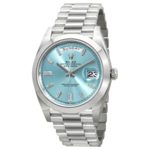 Oyster Perpetual Day-Date Ice Blue Baguette Dial Platinum President Automatic Men's Watch