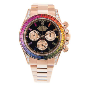 Rainbow Sapphire Daytona Chronograph Automatic Chronometer Diamond Black Dial Unisex Watch